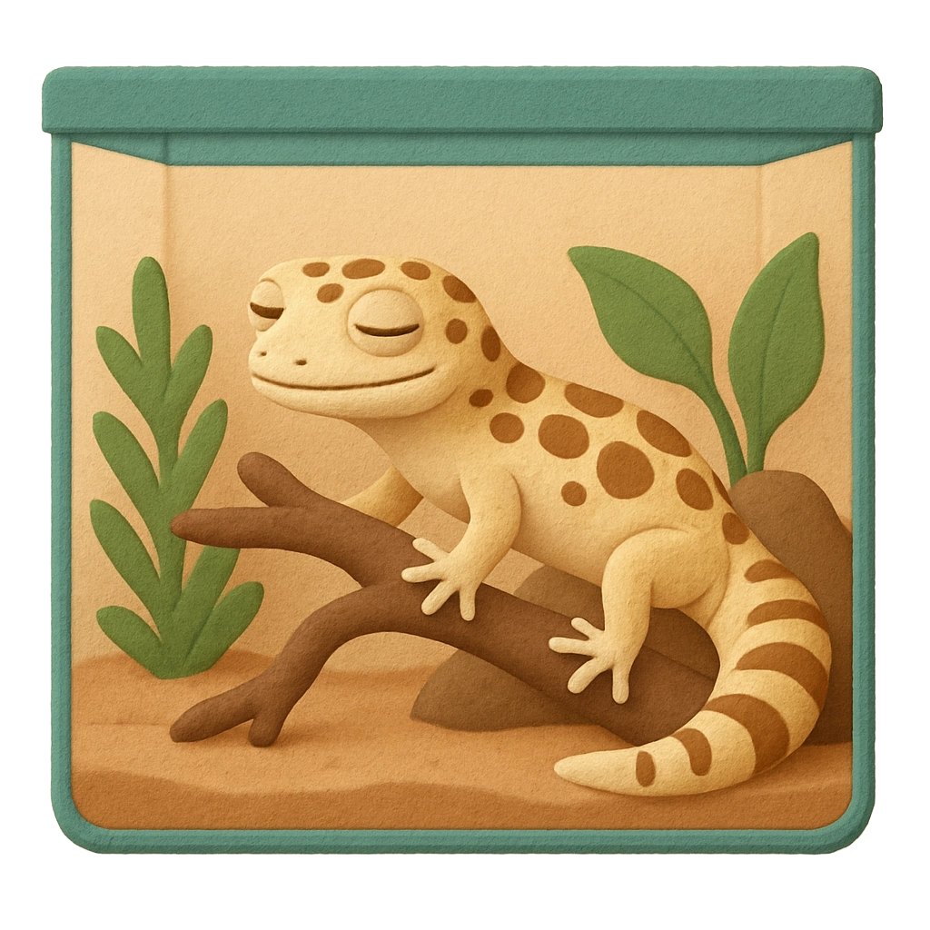 Illustration eines Geckos auf Ast – Geckio Portal